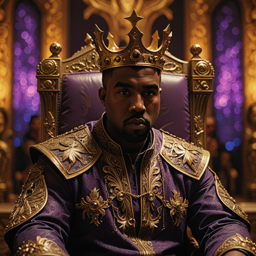 Regal Hip-Hop Icon in a Lavish Throne Room