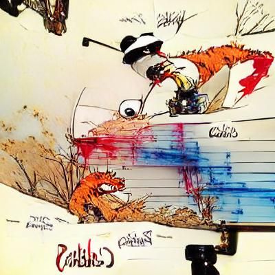 Calvin and Hobbes in Ralph Steadman Style