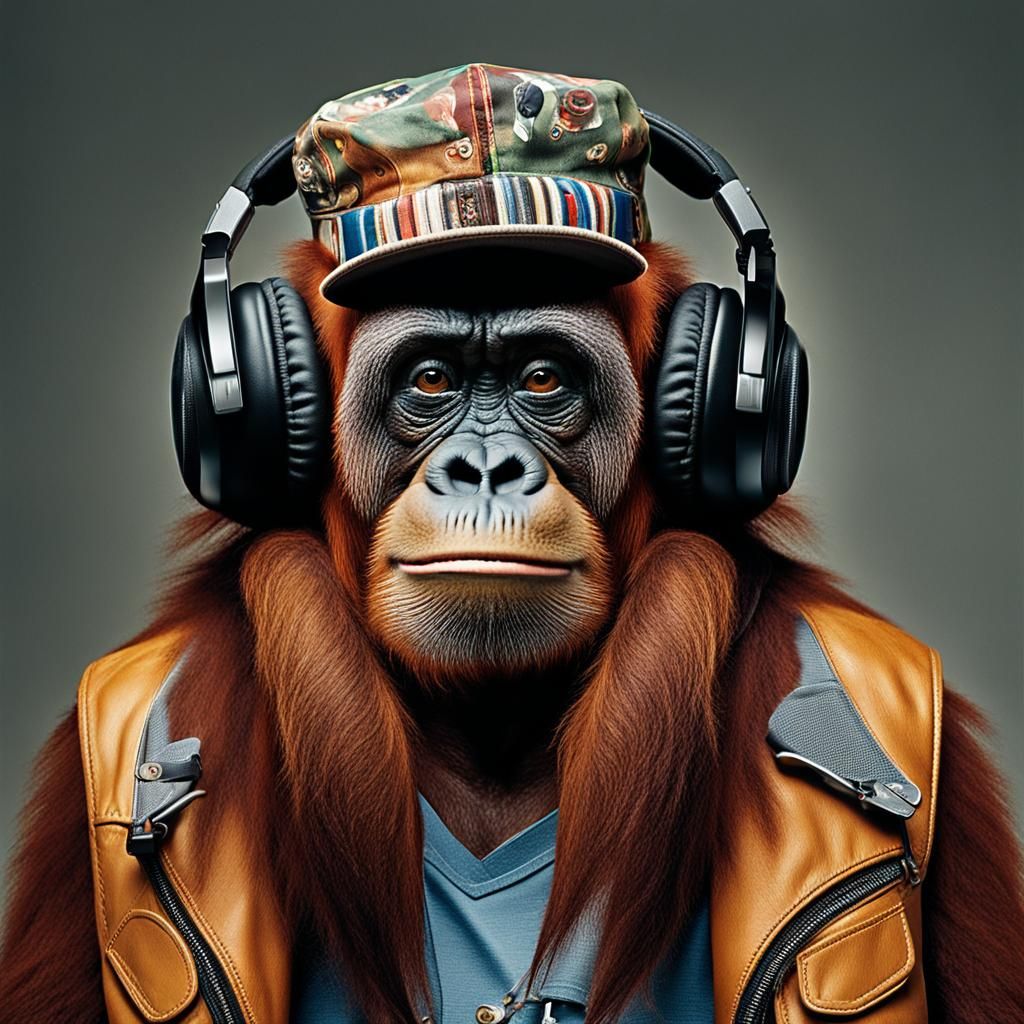 Orangutan DJ Portrait in Punk Style