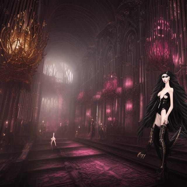 Gothic Haute Couture Runway Show: Detailed Matte Painting