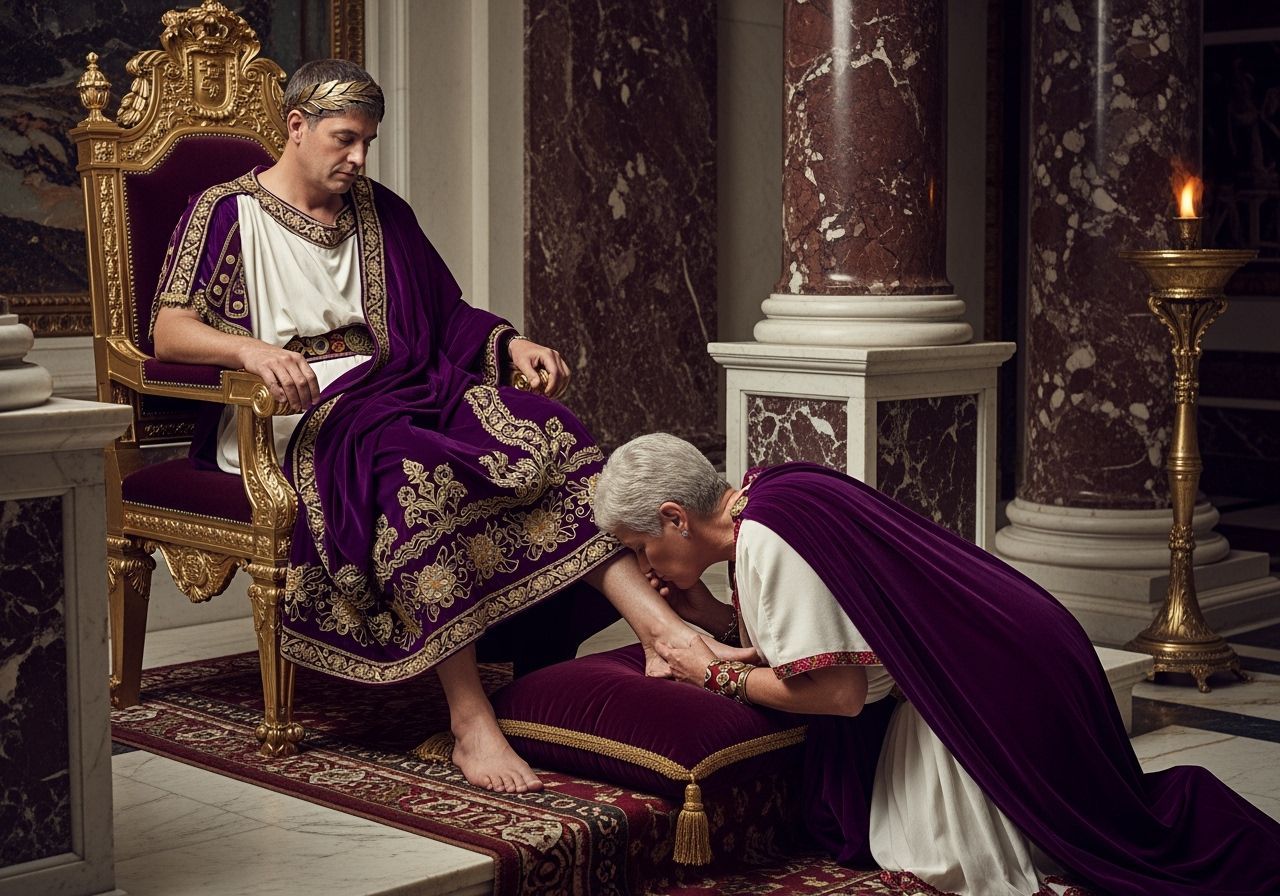 Roman Emperor on Gold Throne in Photorealistic Style