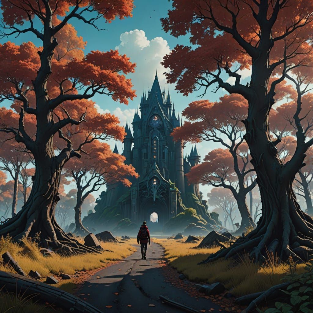 Ethereal Fantasy Landscape in Classic Matte Painting Style