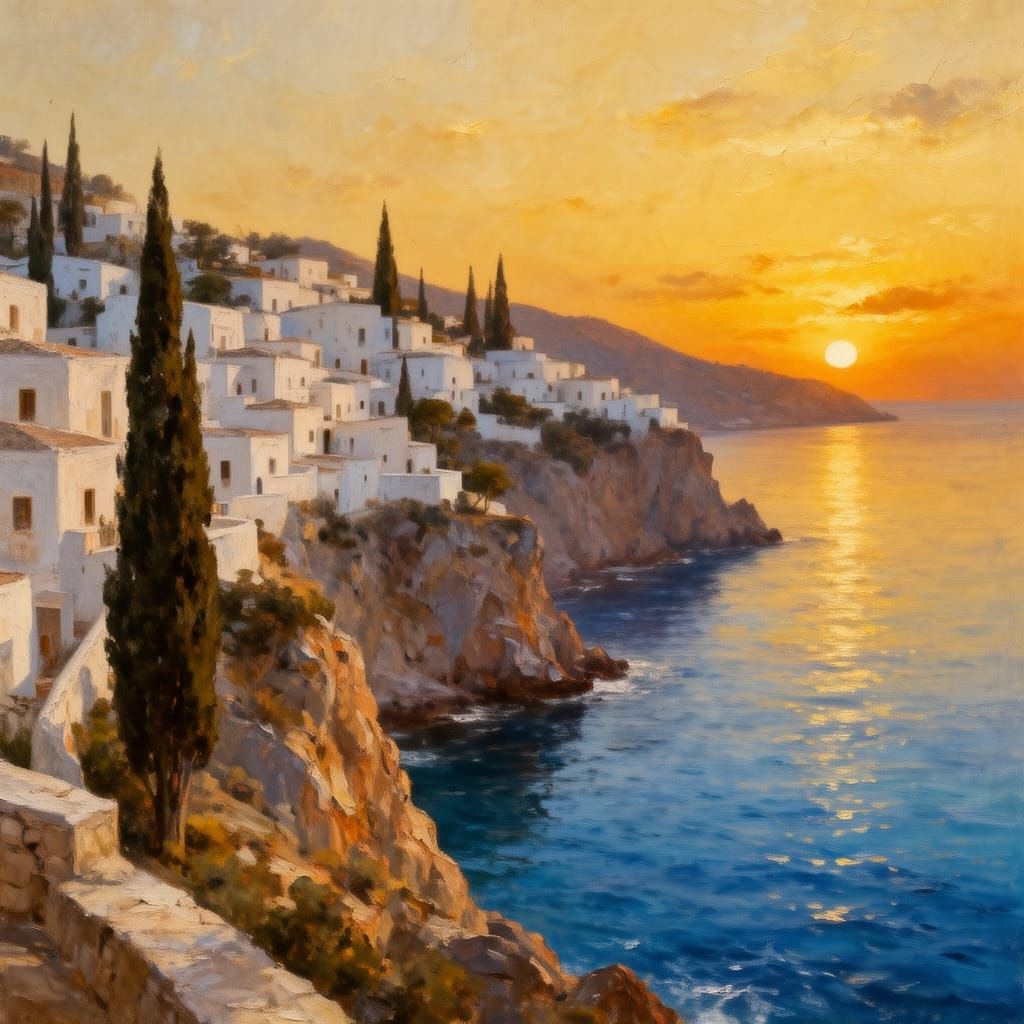 Golden Hour Mediterranean Coastal View