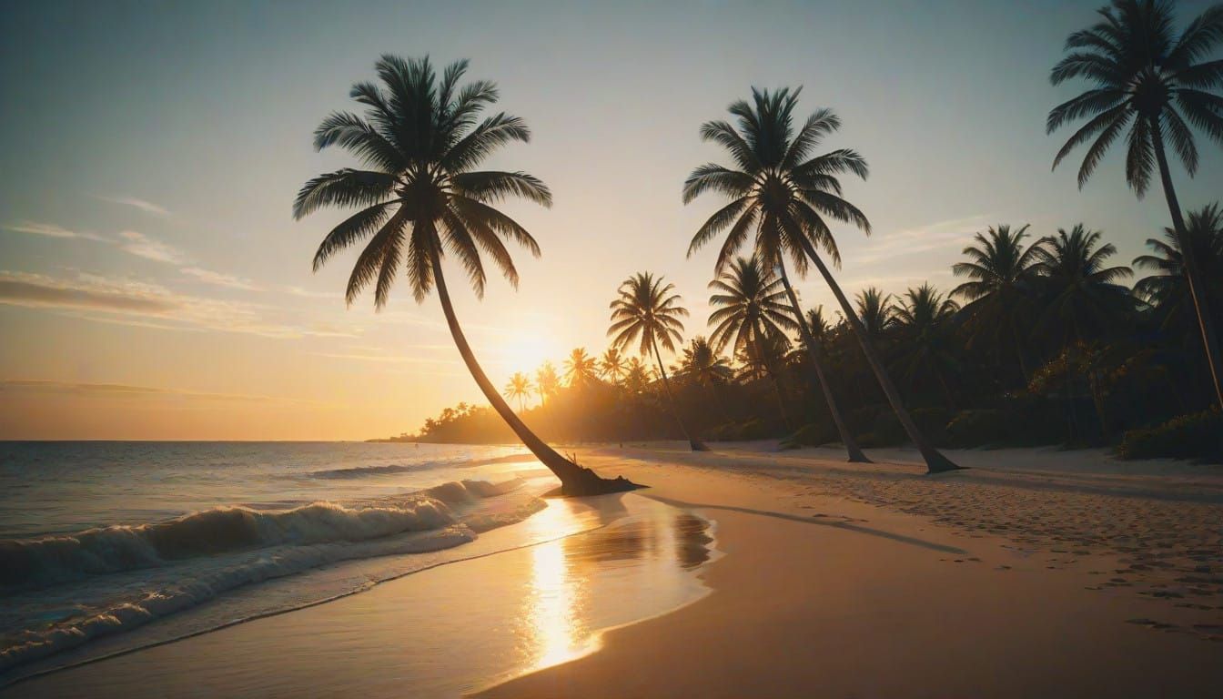 Twilight Beach Scene in Cinematic Style