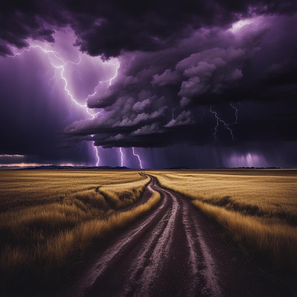 Dramatic Storm Over Golden Fields Landscape