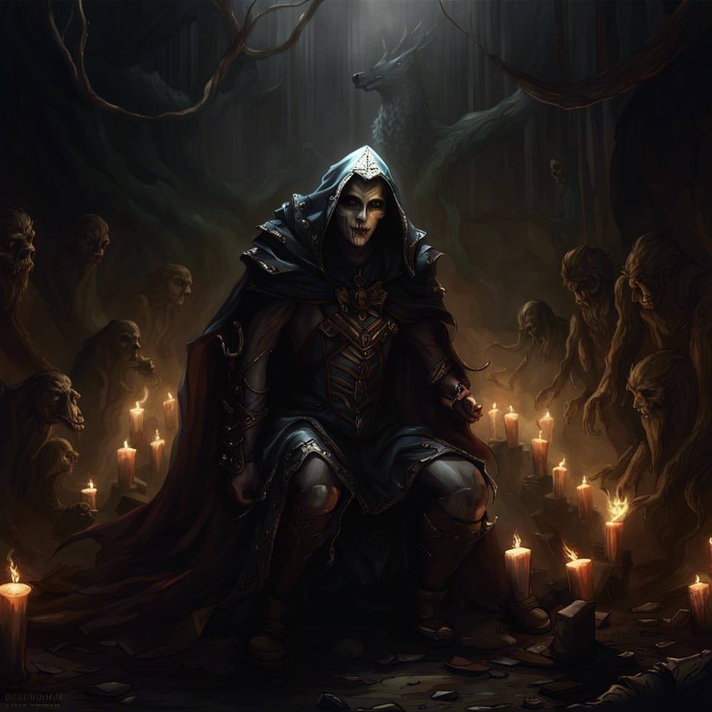 Dark Fantasy Graveyard Scene with Sinners Crawling