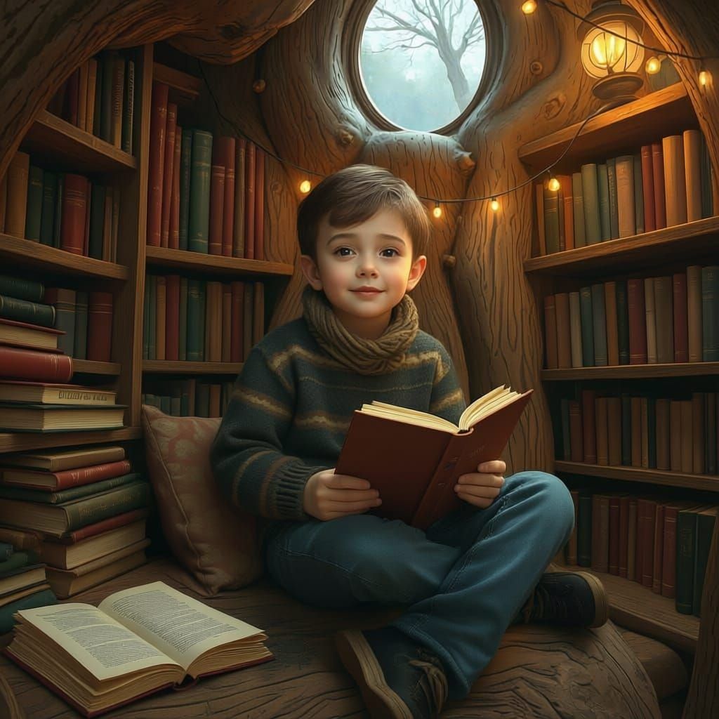 Cozy Treehouse Library: A Boy's Reading Nook