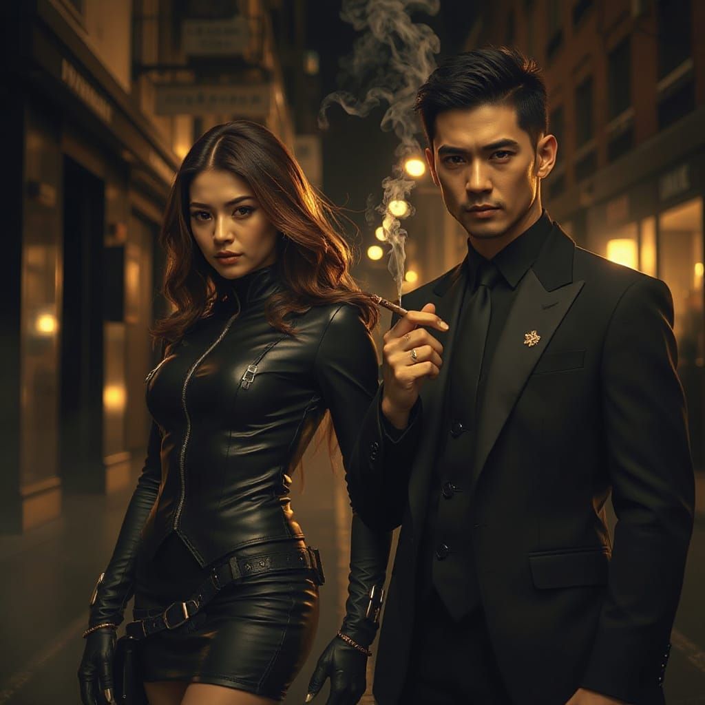 Neo-Noir Portrait in Foggy Alley