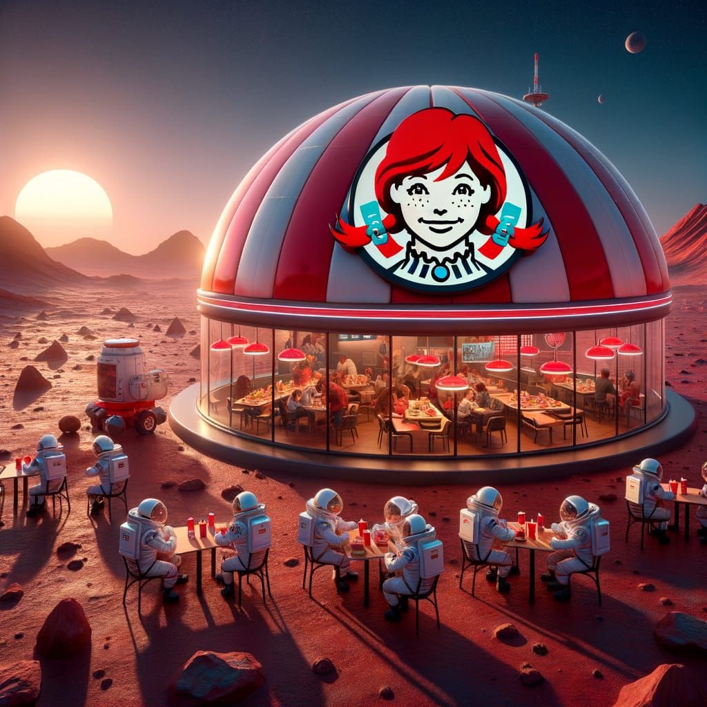 Wendy's Restaurant on Surreal Martian Landscape