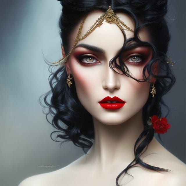 Glamorous Noble Woman in Dark Fantasy Art