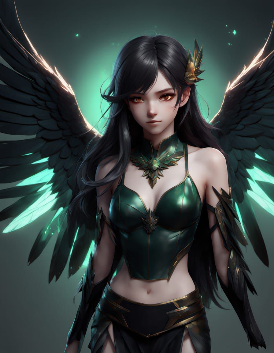 Ethereal Anime Goddess with Iridescent Wings