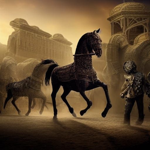 Dramatic Trojan Horse in Digital Matte Painting