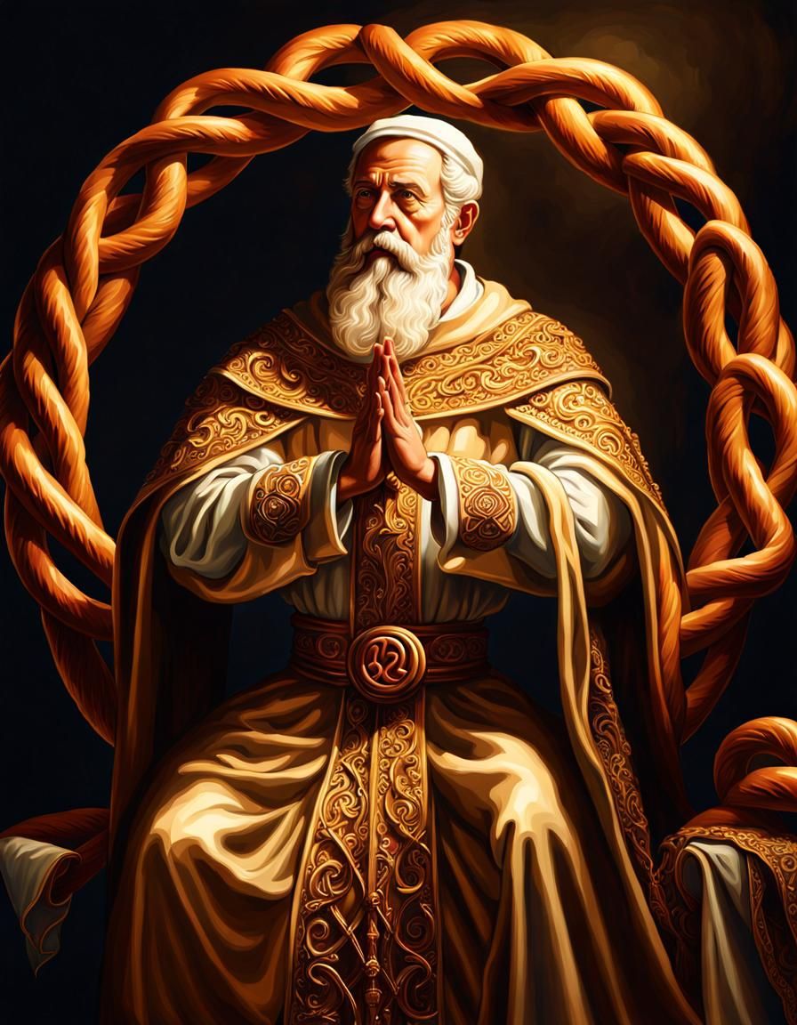 Pretzel Priest in Renaissance Painting Style