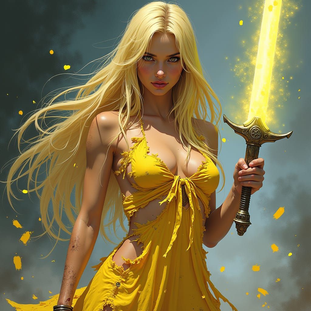 Sword-Wielding Warrior Goddess Unleashes Ethereal Power