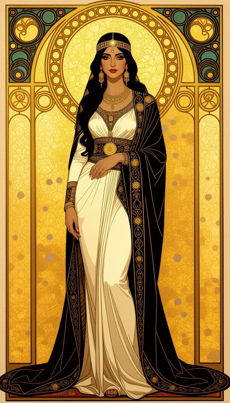 Assyrian Queen in Opulent Arabesque Style