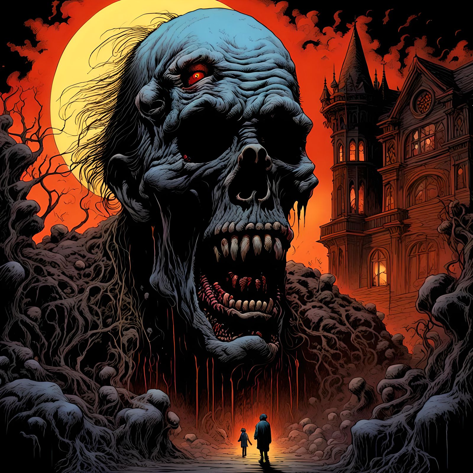 Gothic Horror Comic Art in Wrightson Style
