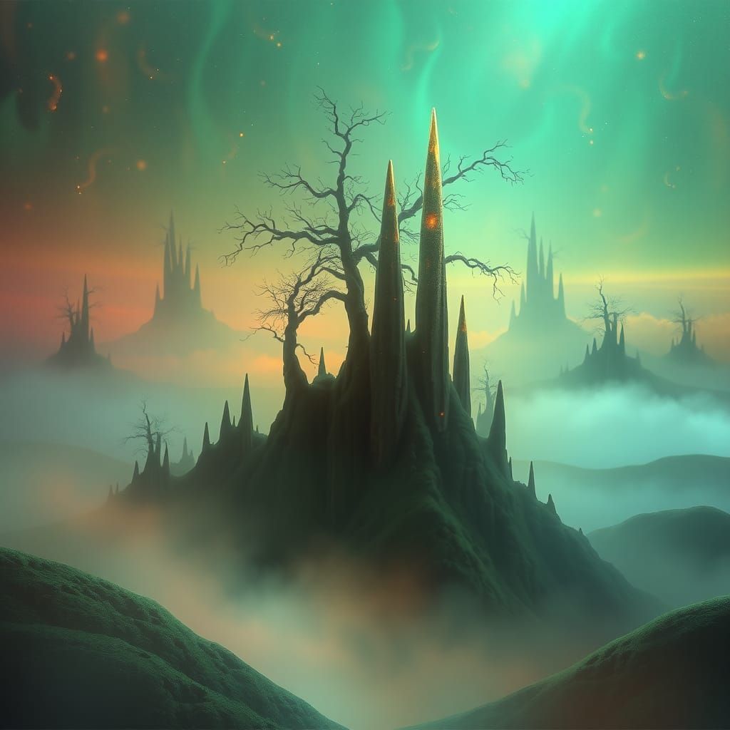 Ethereal Realms of Iridescent Mist and Fog