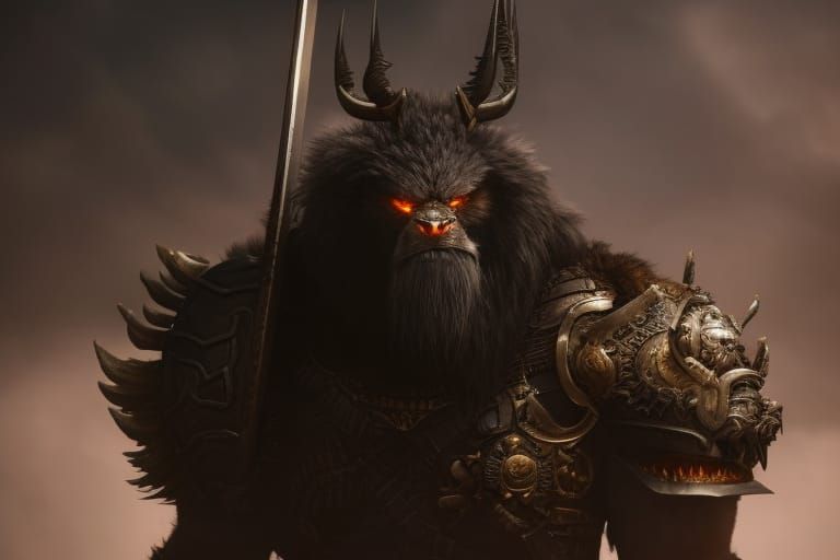 Fierce Bugbear Chieftain with Demonic Battleaxe