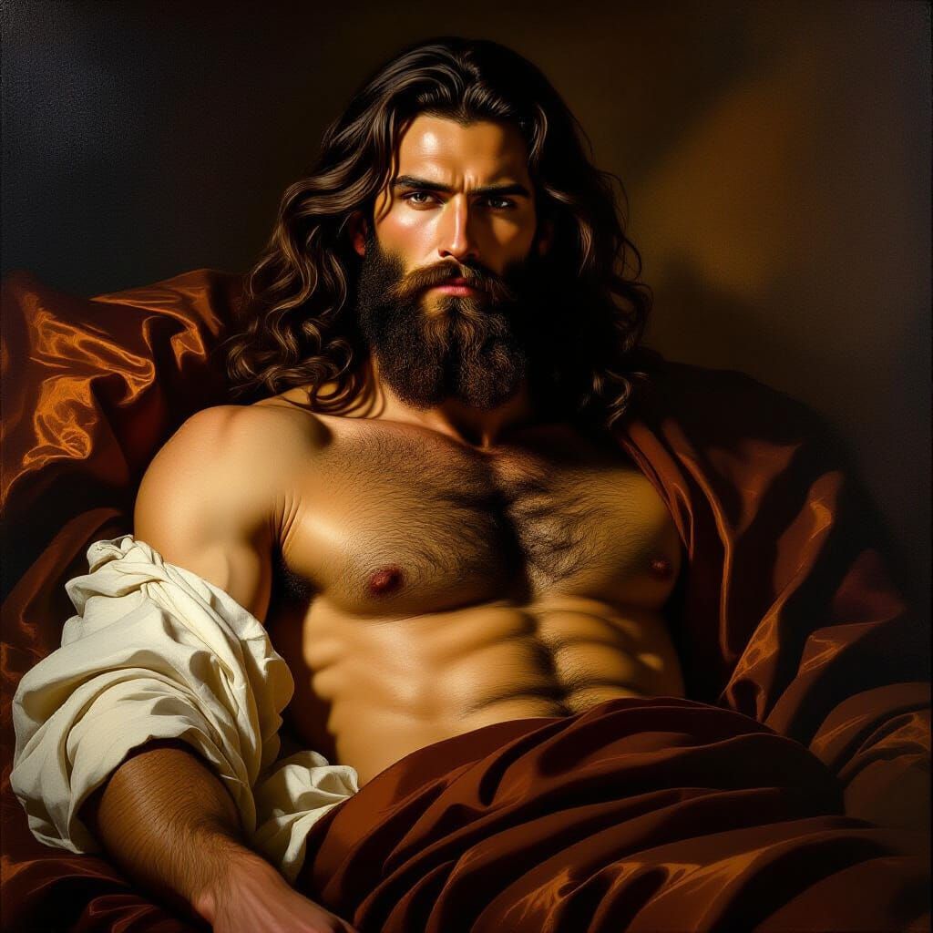 Renaissance Portrait of Reclining Man with Beard