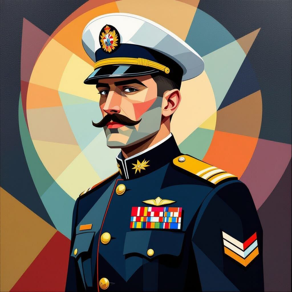 Cubist Starfleet Officer in Geometric Fauvism Style