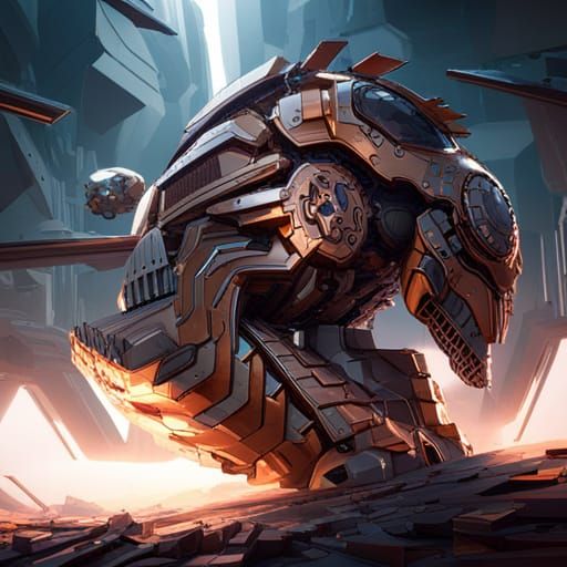 Giant Weaponized Pangolin with Intricate Mech Details