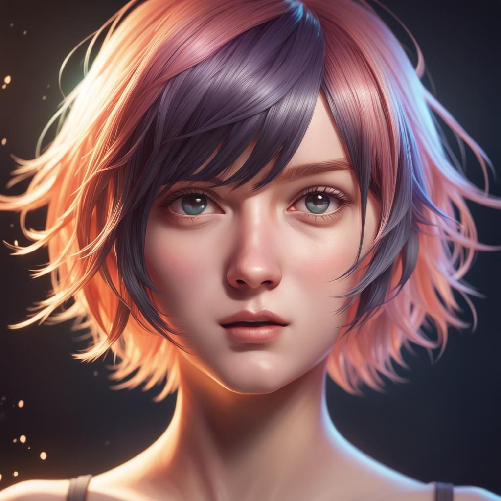 Detailed Portrait of Hitoka Yachi in Art Nouveau Style