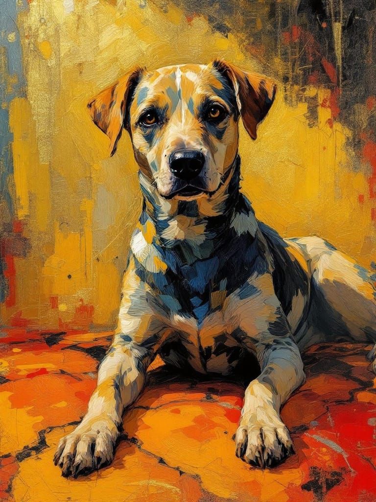 Dog in Sun: Lautrec & Soutine Style