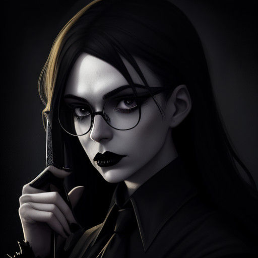 Goth Woman with Knife in Dark Academia Aesthetic