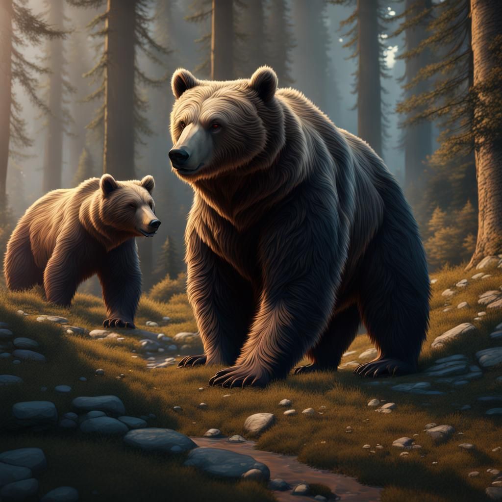 Fantastical Bears in Detailed Matte Painting