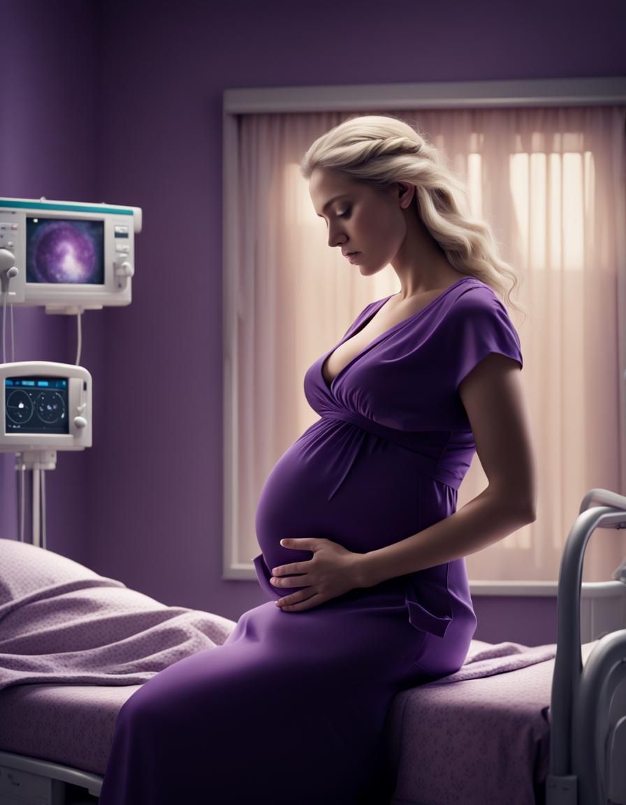 Pregnant Woman Sleeping in Hospital: Digital Matte Painting