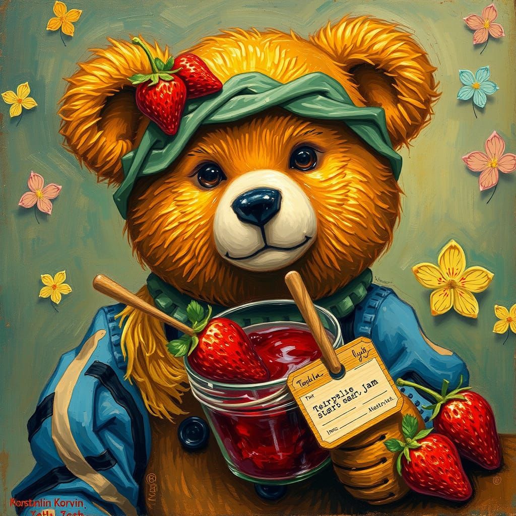 Teddy Bear's Strawberry Jam: Impressionistic Style