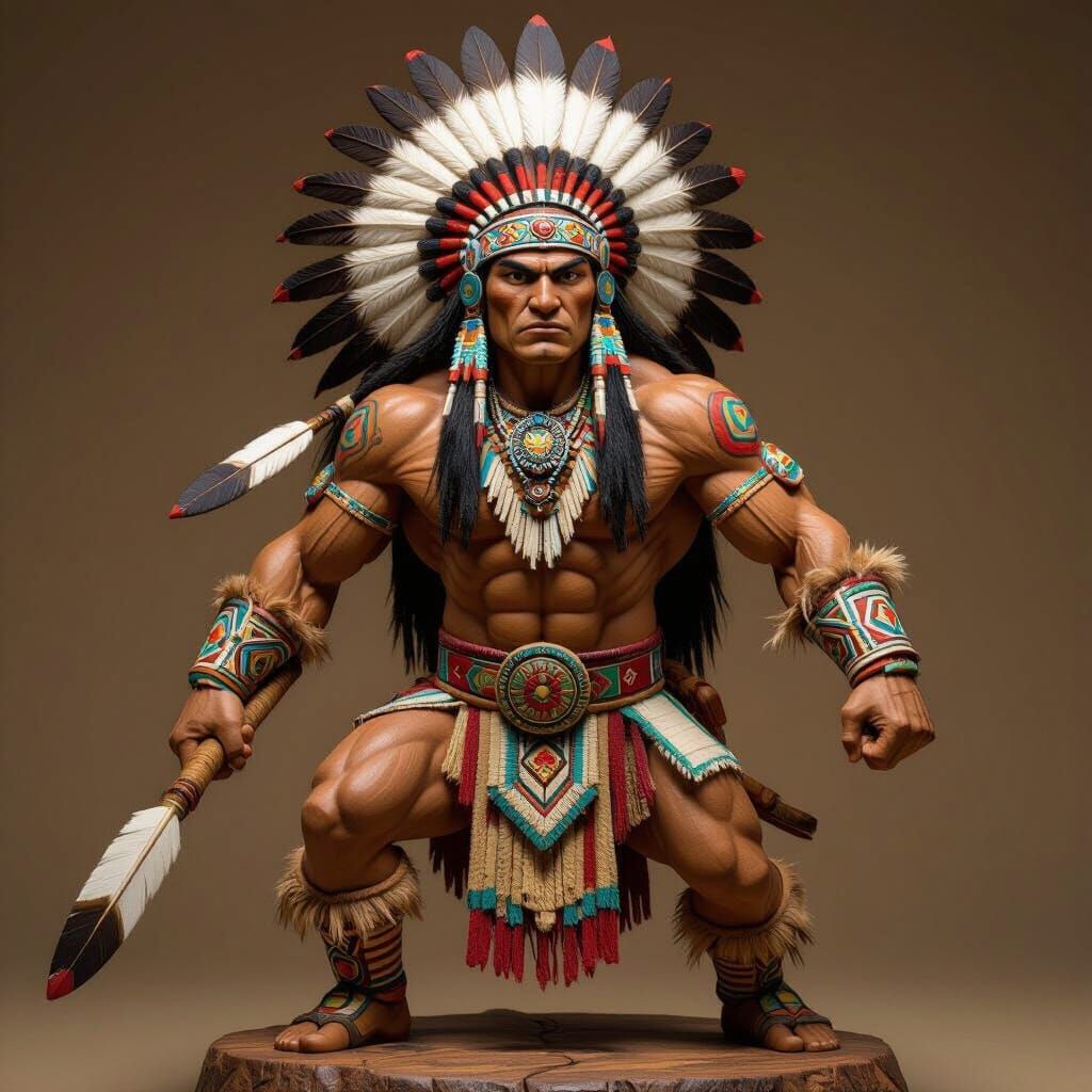 Native American Wooden Warrior in Fantasy Style