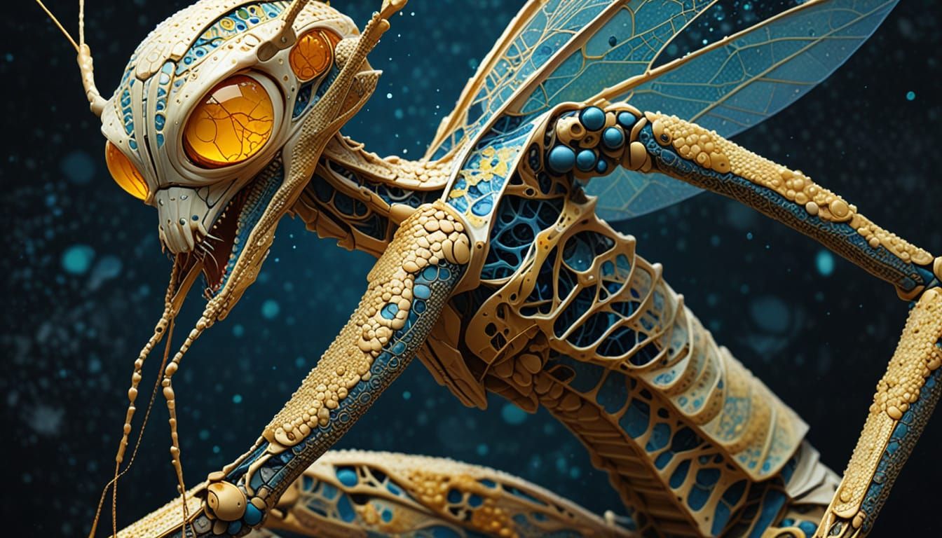 Fantasycore Praying Mantis with Kintsugi Exoskeleton