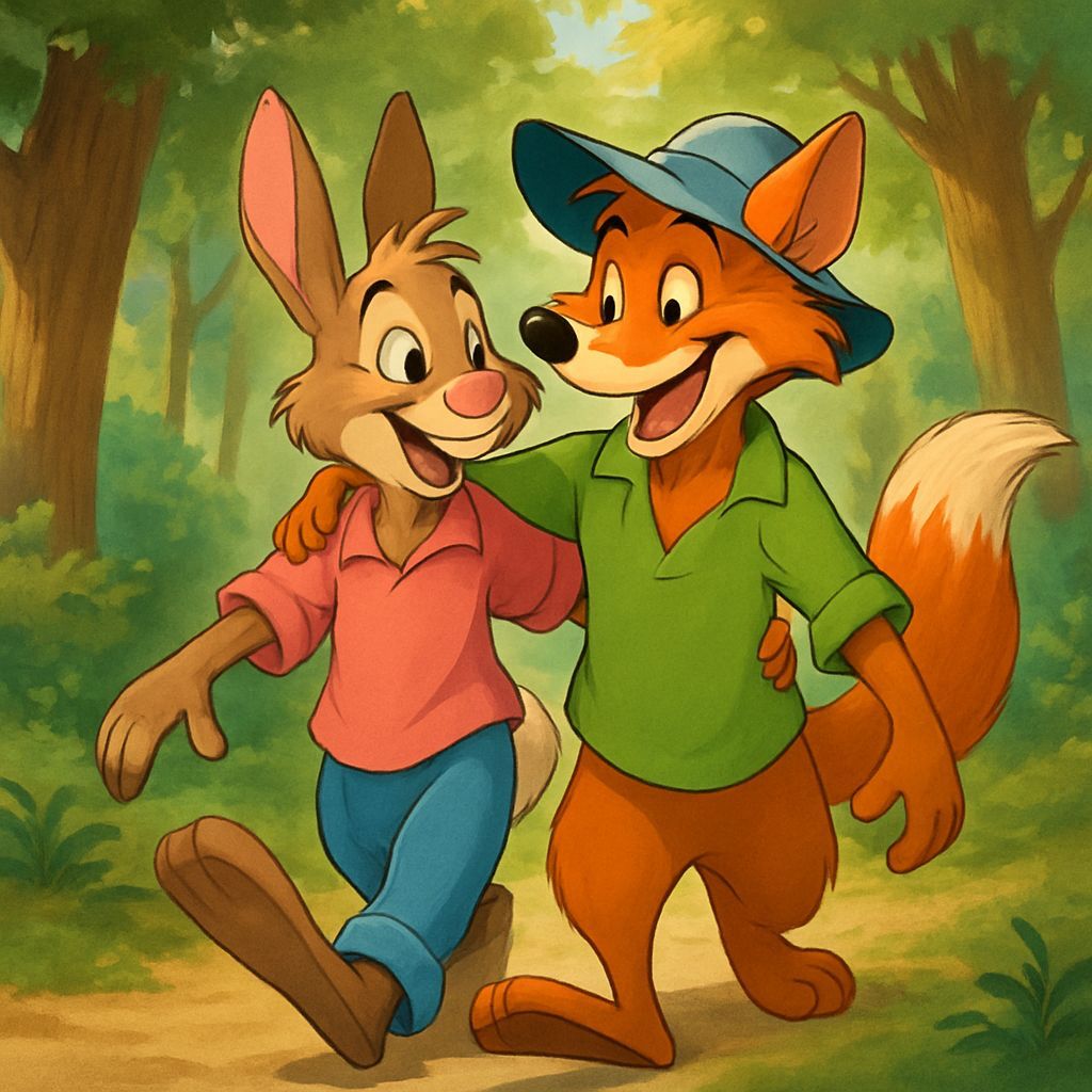 Br'er Rabbit & Fox Friends Walking in Disney Forest