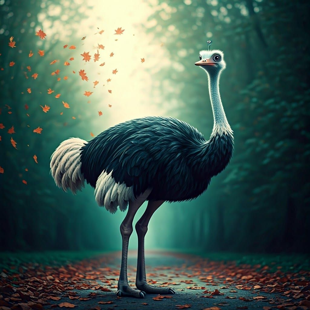 Fantasy Ostrich in Whimsical Pastel Hues