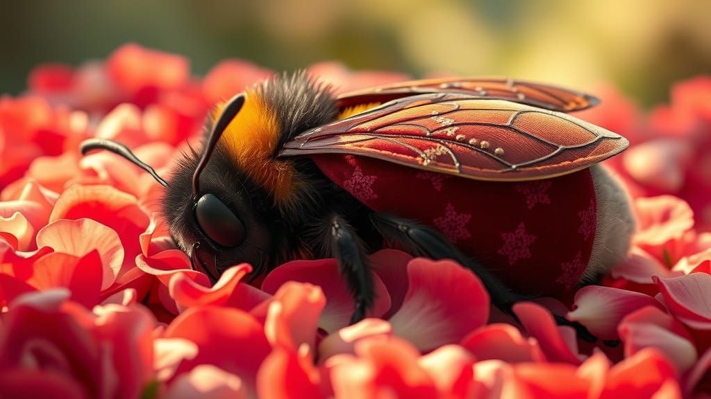 Gothic-Hippy Bumblebee in Rose Petal Bed