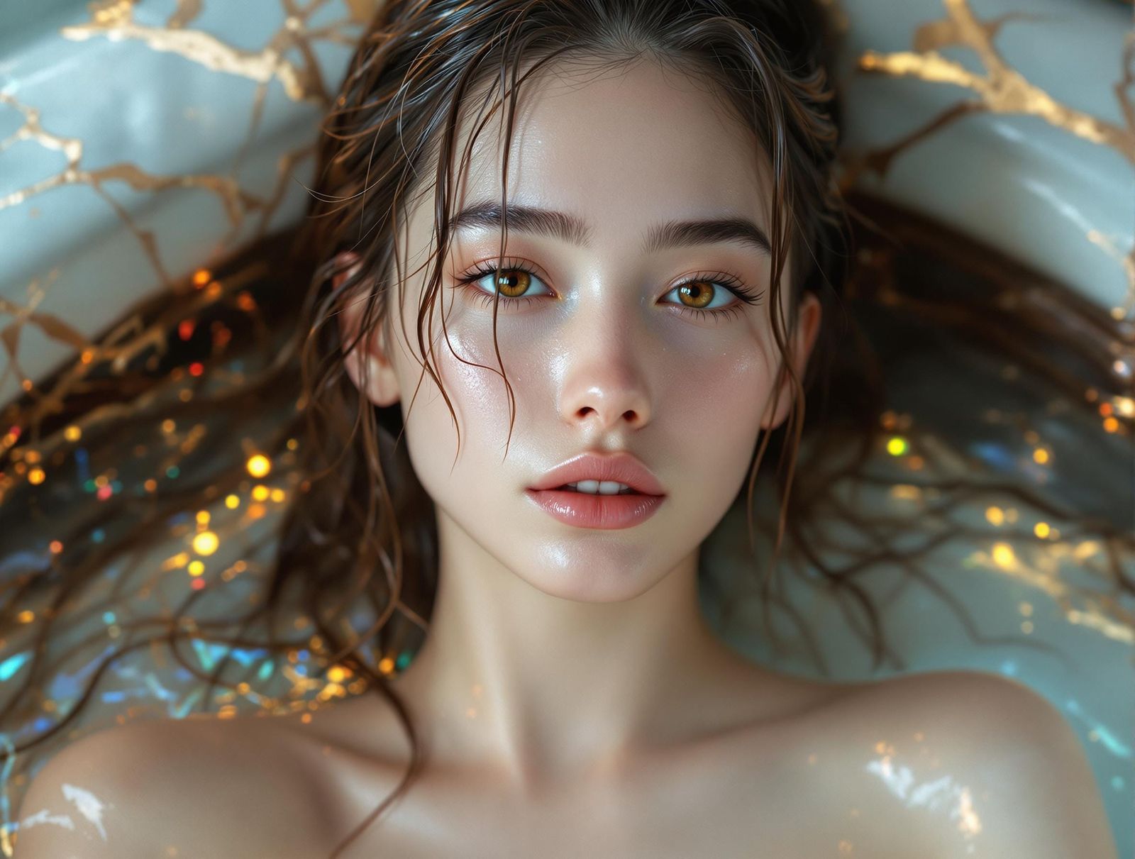 Luxurious Dreamlike Portrait of a Young Woman in Serene Luxu...