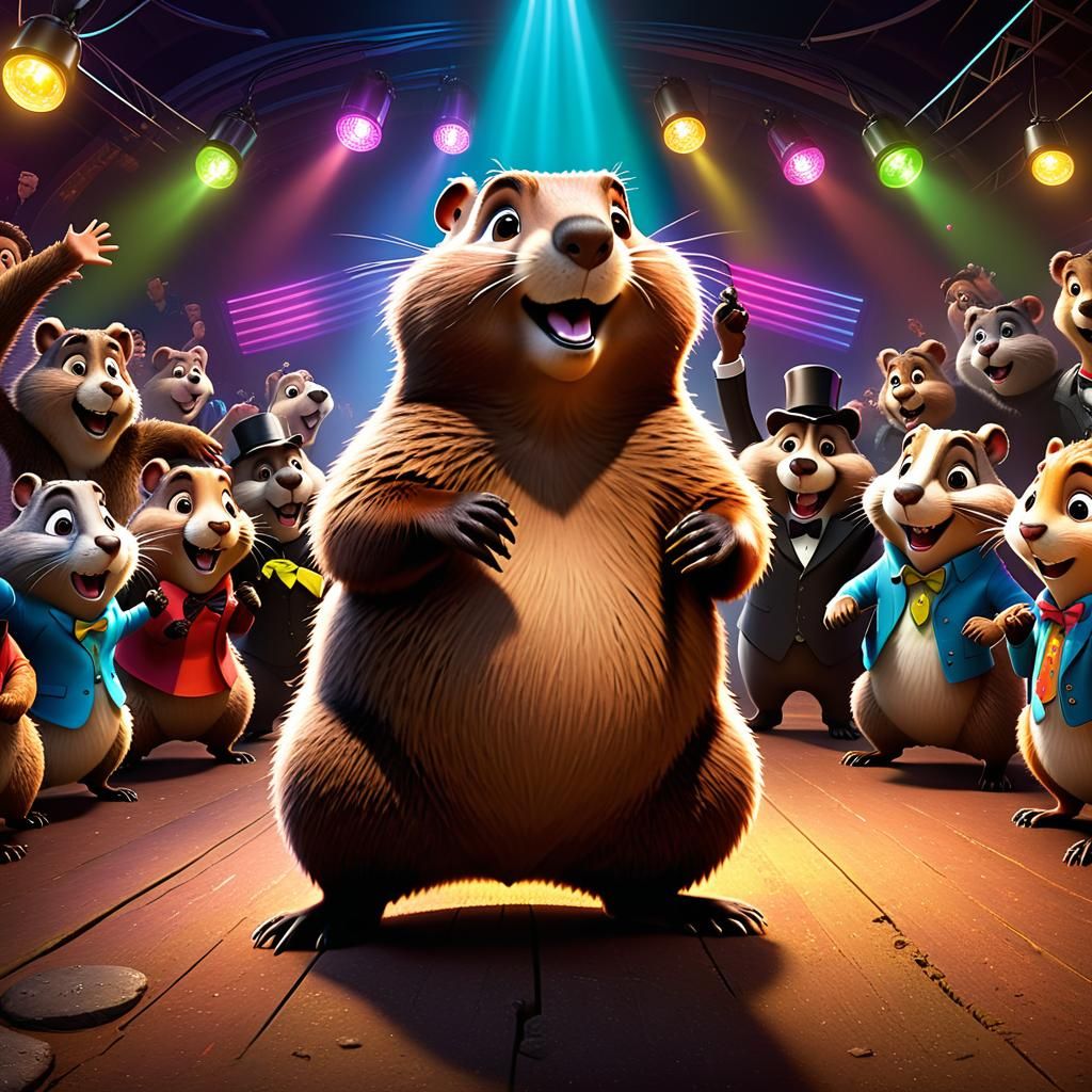 Groundhog Disco Party in Pixar Style