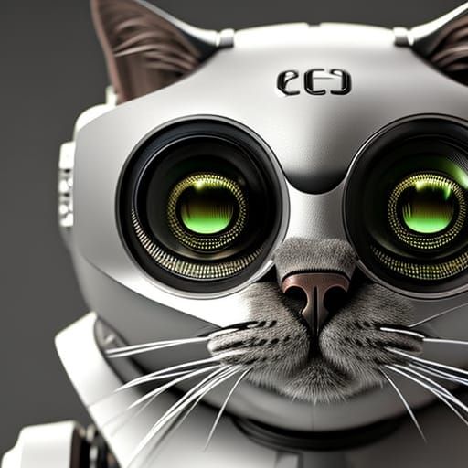 Terrifyingly Detailed Photorealistic Robot Cat Design