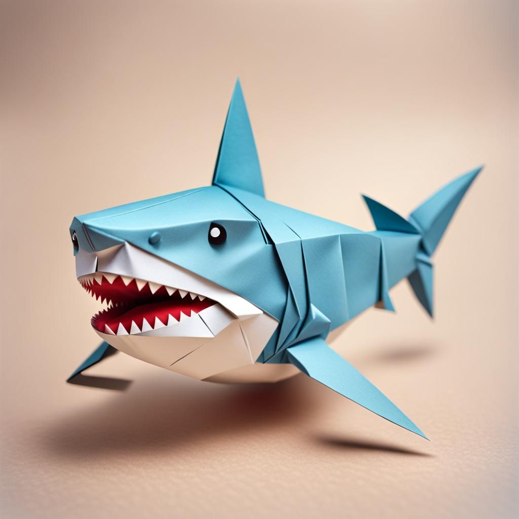 Playful Origami Shark Papercraft in 8K