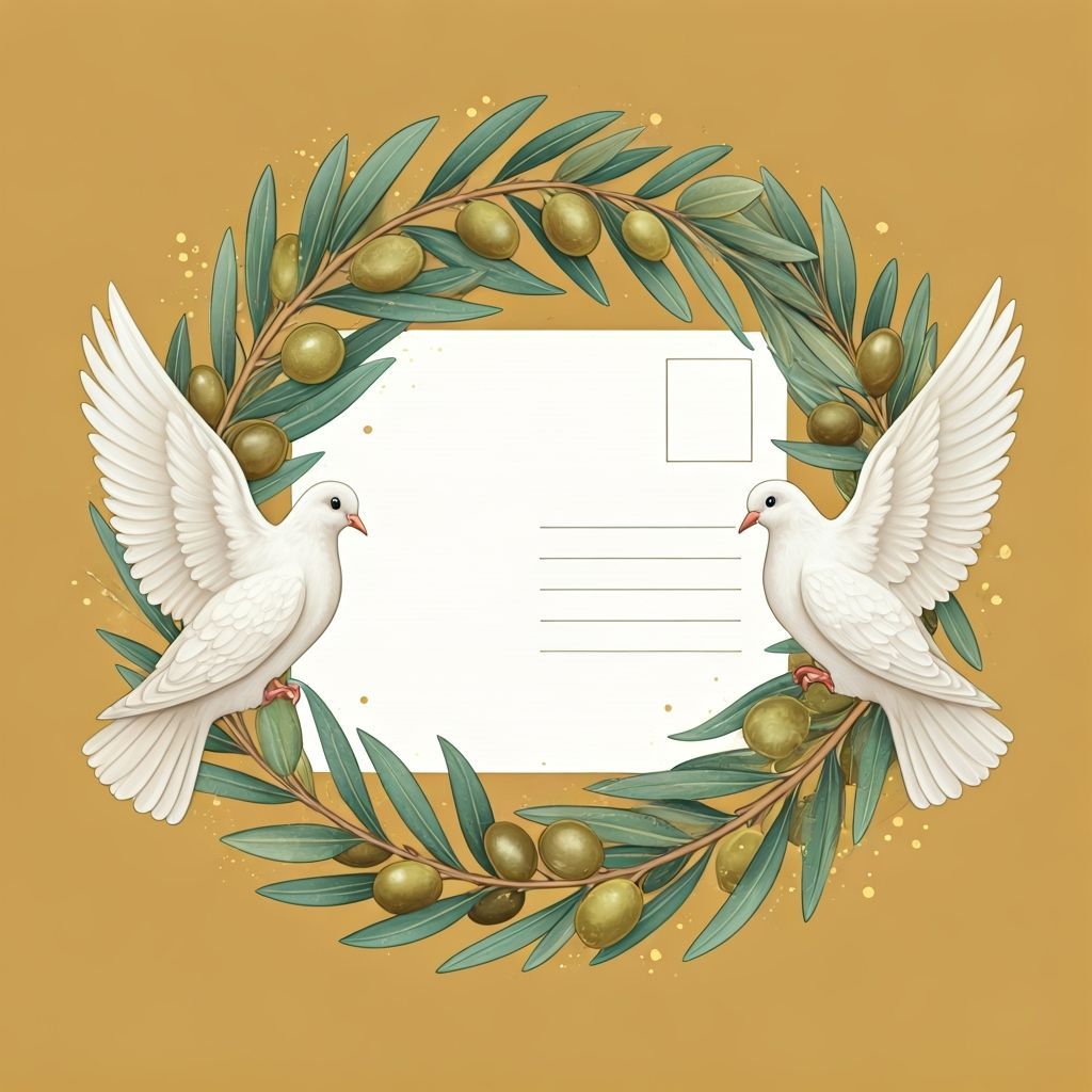 Art Nouveau Postcard with Doves and Floral Elements