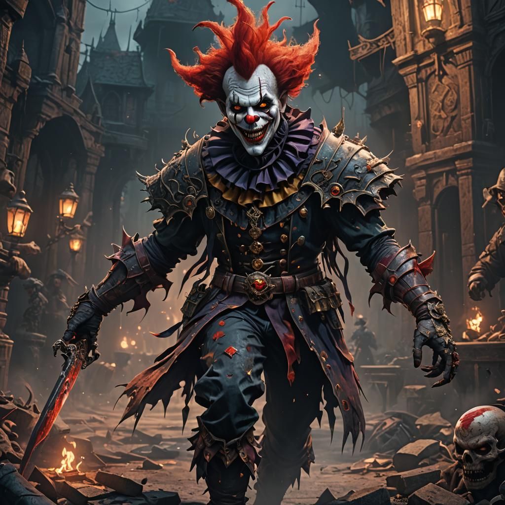 Shadow Demon Clown Assassin in Detailed Matte Painting