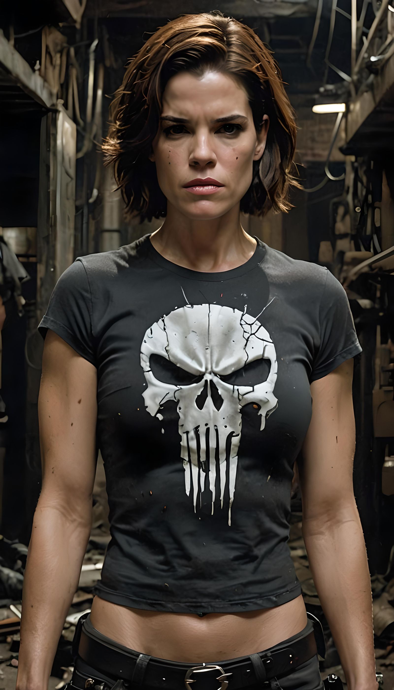 Neve Campbell as the Punisher: 8k Matte Painting