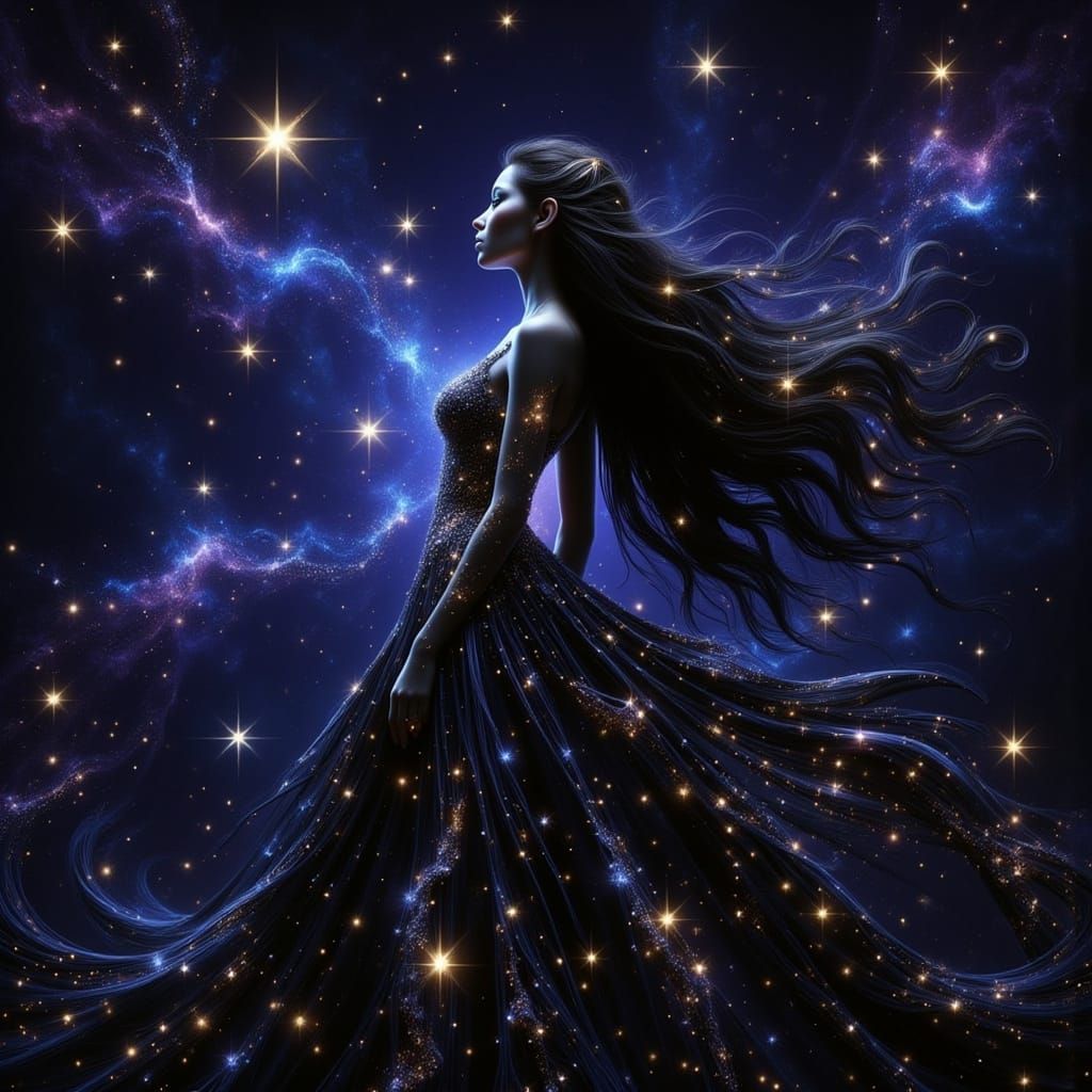 Cosmic Goddess in Ethereal Digital Art Style