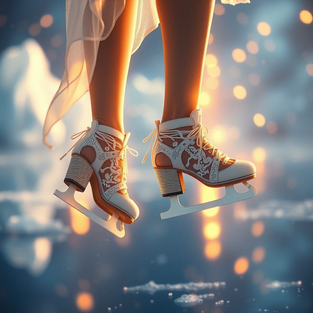 Ethereal Feet in Whimsical Ice Skates Scene