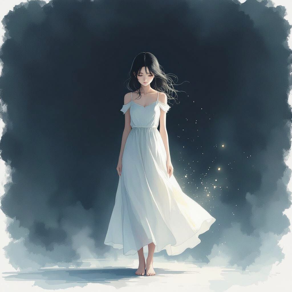 Fading Hope: A Woman in Ethereal Darkness