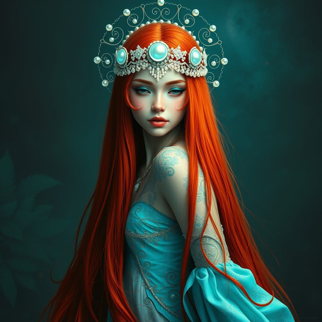 Ethereal Dream Goddess with Vibrant Turquoise Attire