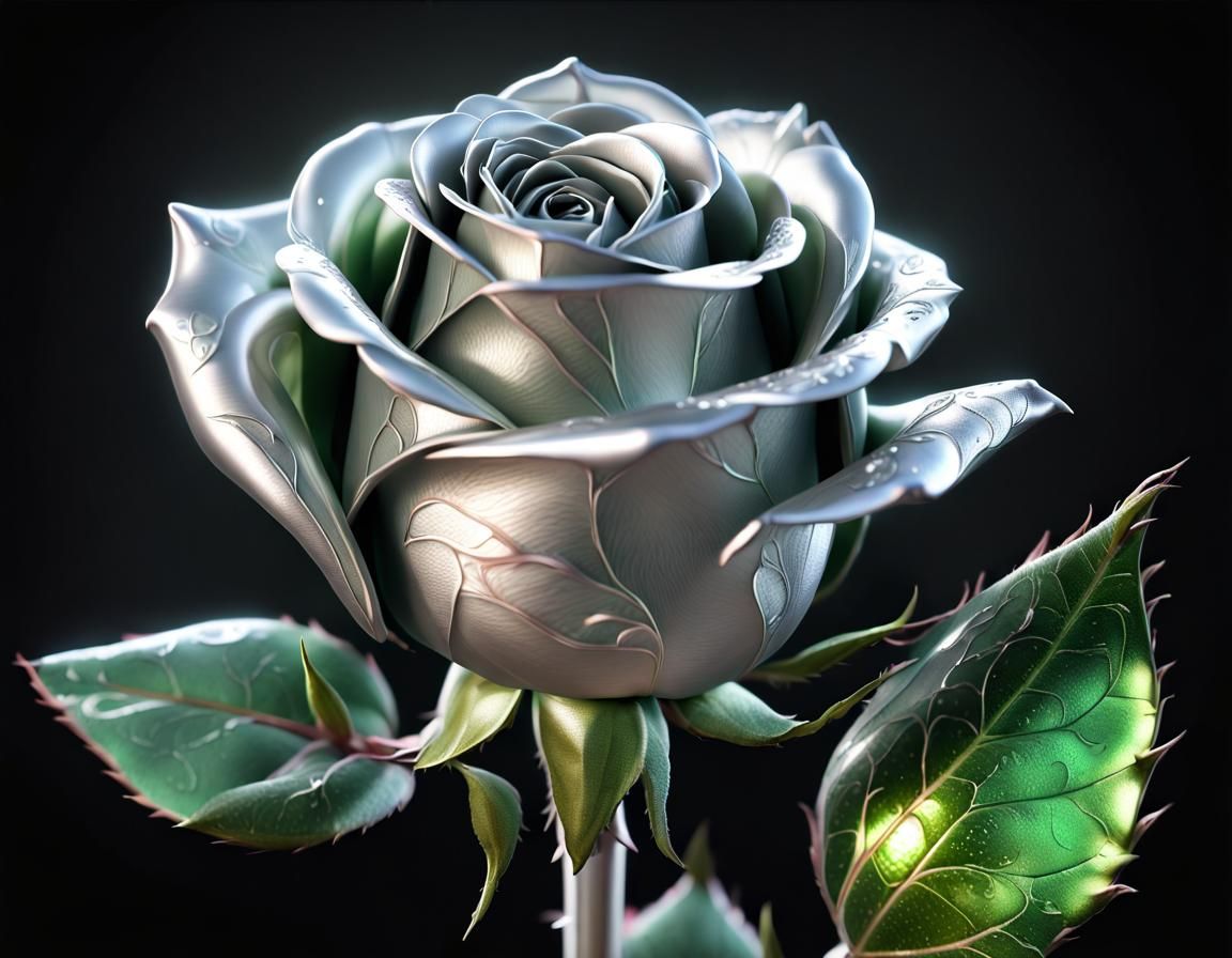Silver steel rose bud