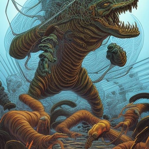 Centipede Monster in Comic Book Style