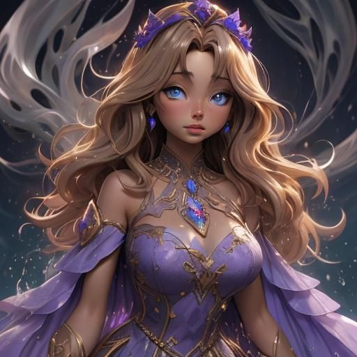 Goddess with Crystal Crown in Detailed Matte Painting